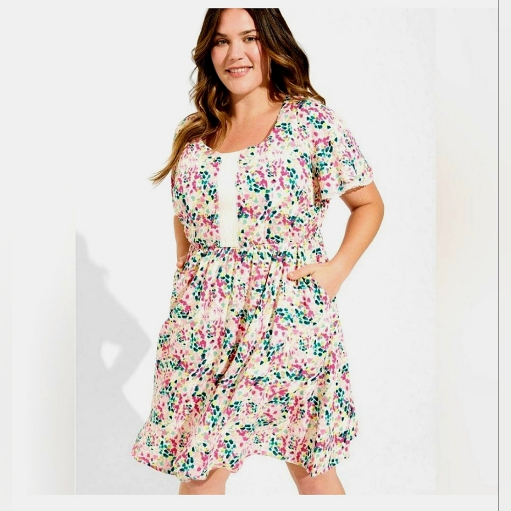 Torrid, Colorful Dot Dress, Size Torrid 00 (Size 10) HAS POCKETS!